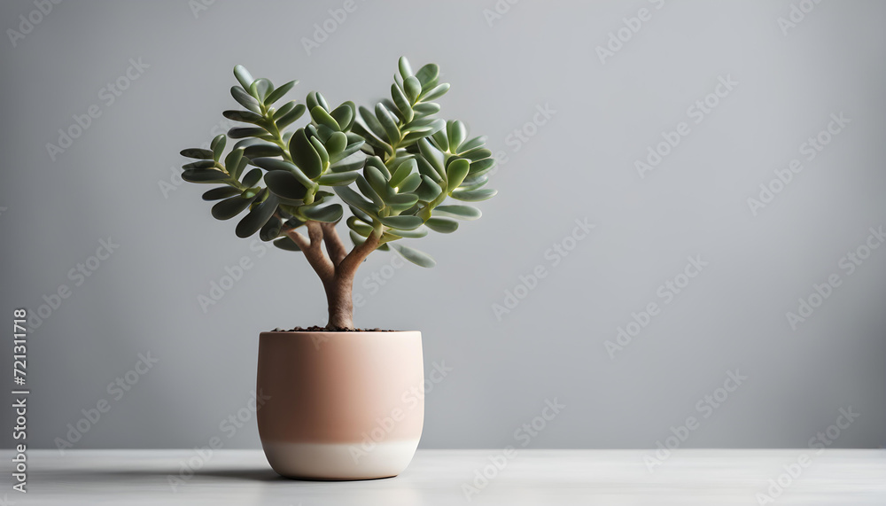 Houseplant jade plant money tree in stylish pot
