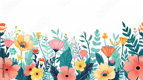 Horizontal White Banner or Floral Backdrop © Vector