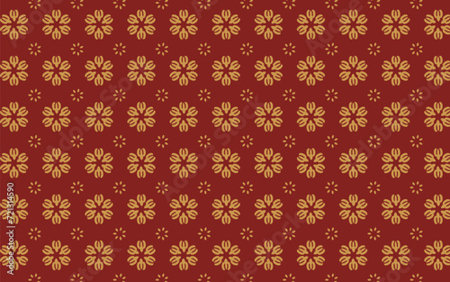 Vector Luxury Seamless Pattern. Flower Ornament. Red and Gold Colors