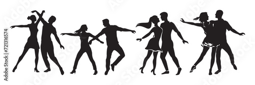 silhouettes of dancing couple  Dancing man and woman  couple dance silhouette set 