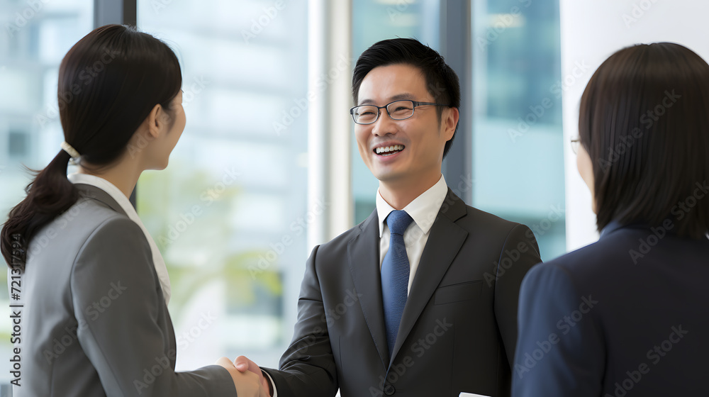 smiling businessman handshake smiling businessman handshake