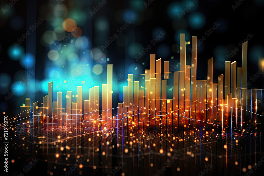 Financial chart on night city background Financial chart on night city background