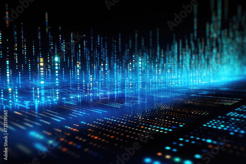 abstract blue matrix digital background, 3d rendering computer digital image