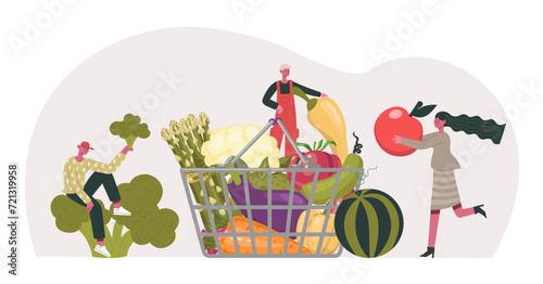 People carrying raw ingredients, veg healthy raw,