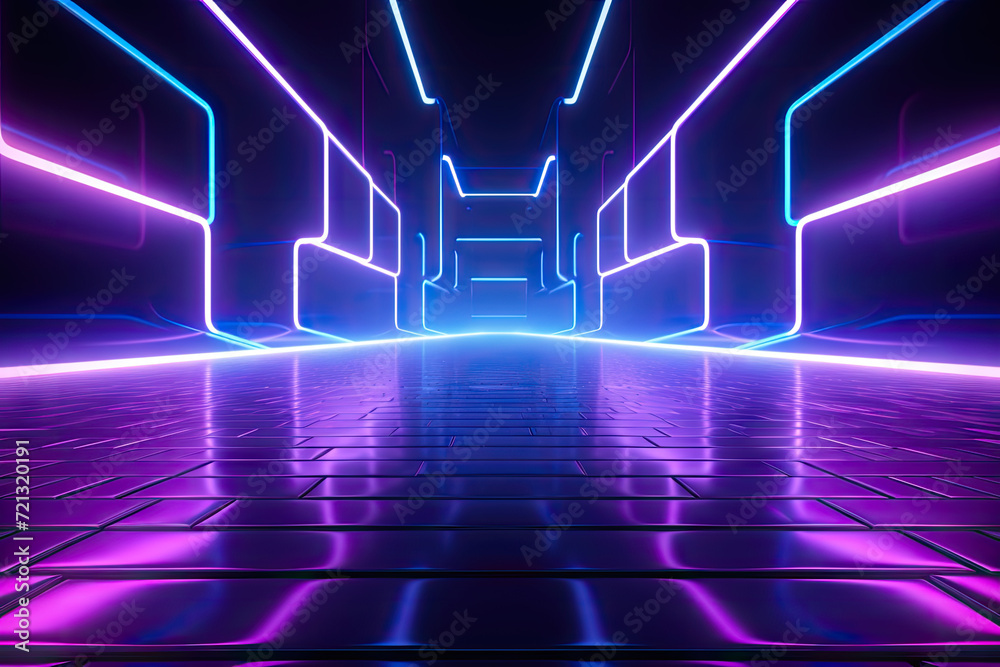 3D abstract background with neon lights. neon tunnel. 3d render 3D abstract background with neon lights. neon tunnel. 3d render