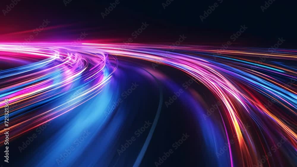 Blurry streaks of light at high velocity captured against a dark backdrop in an abstract composition. Generative AI Blurry streaks of light at high velocity captured against a dark backdrop in an abstract composition. Generative AI
