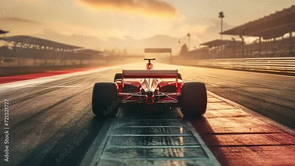 rear view of a red formula one car. Generative AI