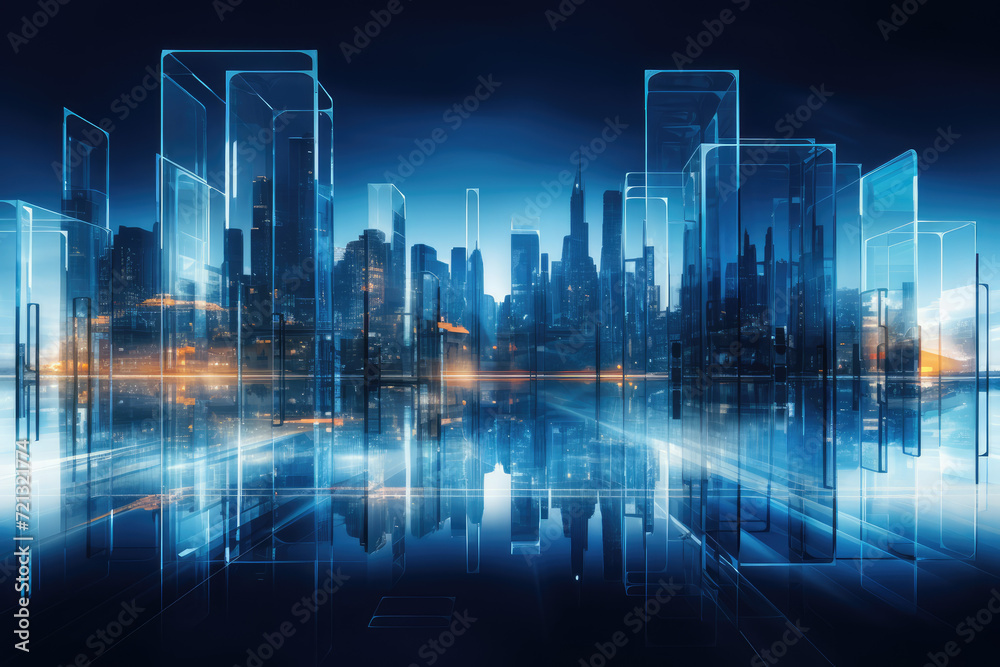 abstract modern city background with skyscrapers and high-rise buildings