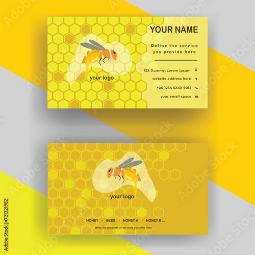 business carte bees and honey with honeycomb shapes