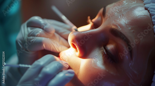 woman making face treatment, botox, ai