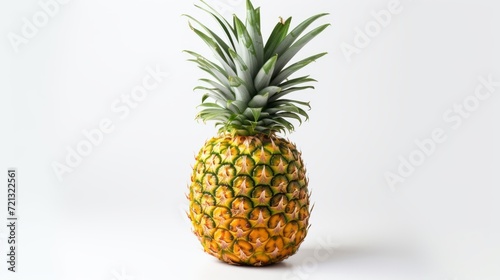 Ripe pineapple with leaves on a white stone. Exotic Fruits, food concepts.