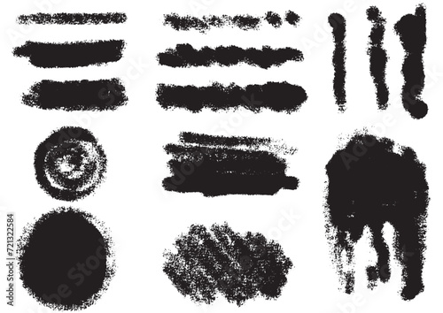 Collection of random hand drawn scribble of stroke  shape  Black pen marker shapes vector set