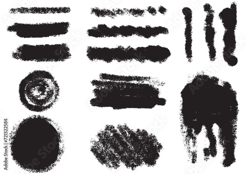 Collection of random hand drawn scribble of stroke, shape, Black pen marker shapes vector set