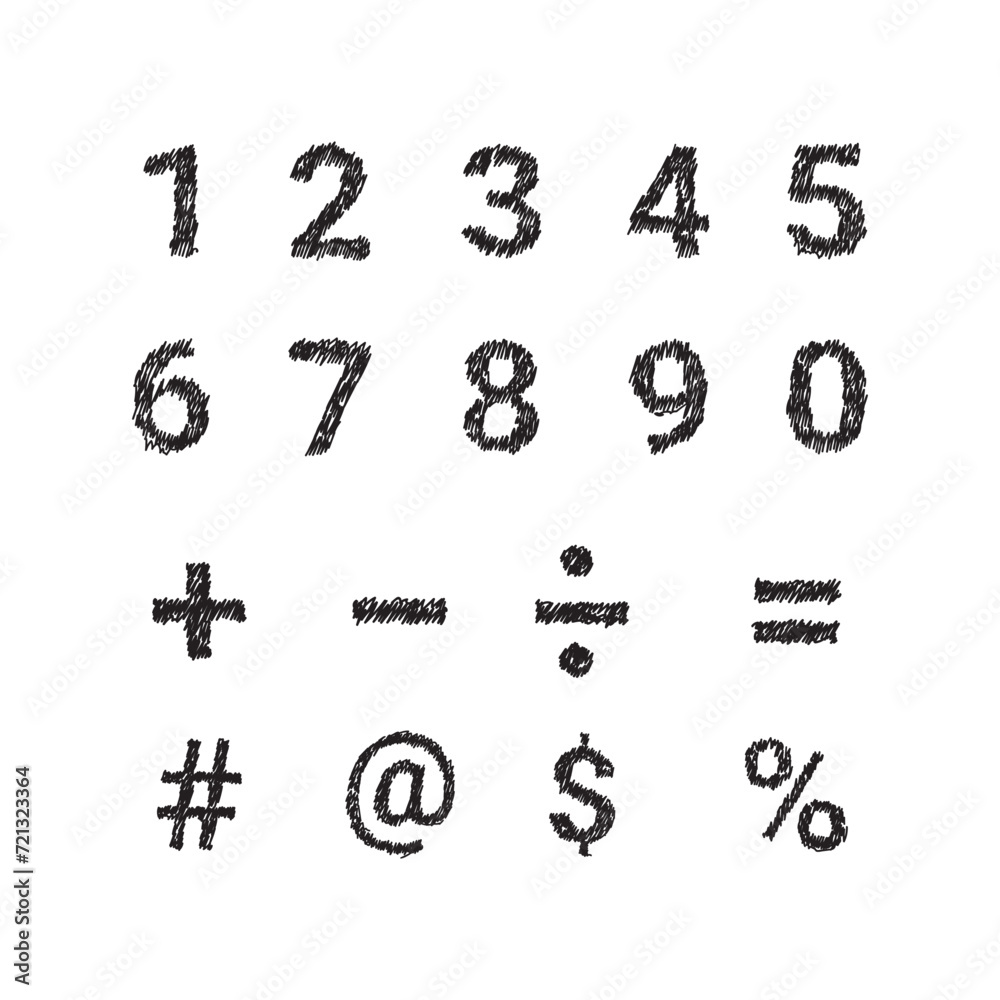 Cartoon cute vector set with numbers. Doodle illustration about school and mathematics. Perfect for happy birthday design in childish style.