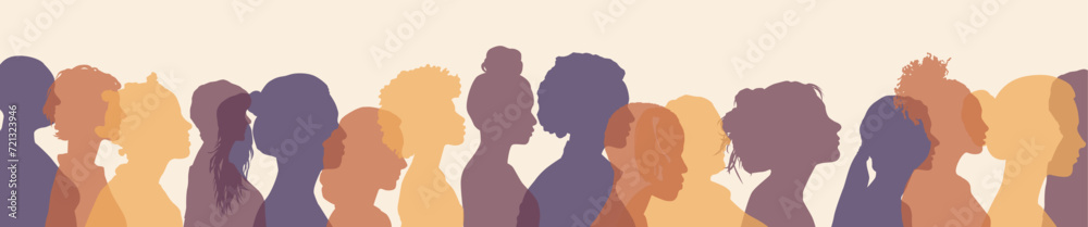 Banner of different silhouettes of women - International women's day