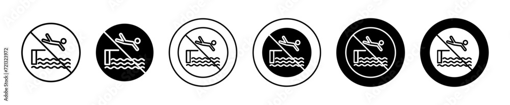 not jump in pool sign vector icon set collection. not jump in pool sign Outline flat Icon. not jump in pool sign vector icon set collection. not jump in pool sign Outline flat Icon.