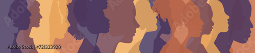 Banner of different silhouettes of women - International women's day photo