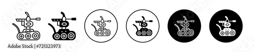 Military robot vector icon set collection. Military robot Outline flat Icon.