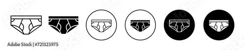 Mens Brief vector icon set collection. Mens Brief Outline flat Icon.