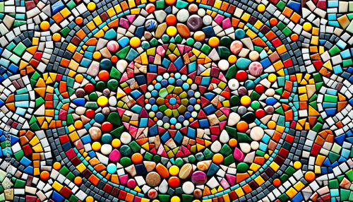 Vibrant Stone Mosaic: Artistic Geometry