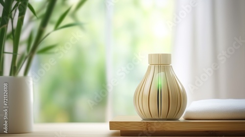 green bamboo leaf in natural bamboo vase UHD Wallpaper
