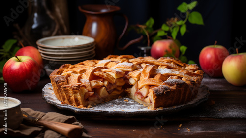 Rustic apple pie with a golden crust