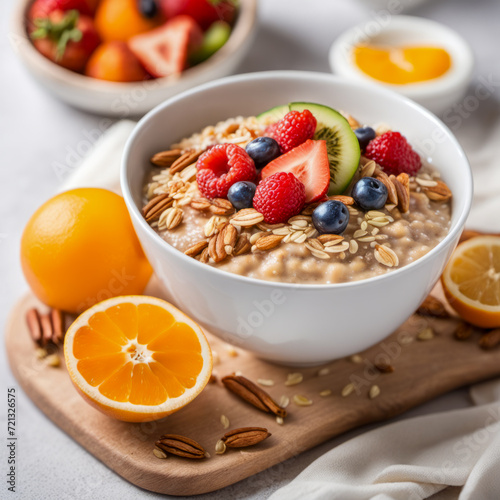 fitness breakfast oatmeal bowl on a plate