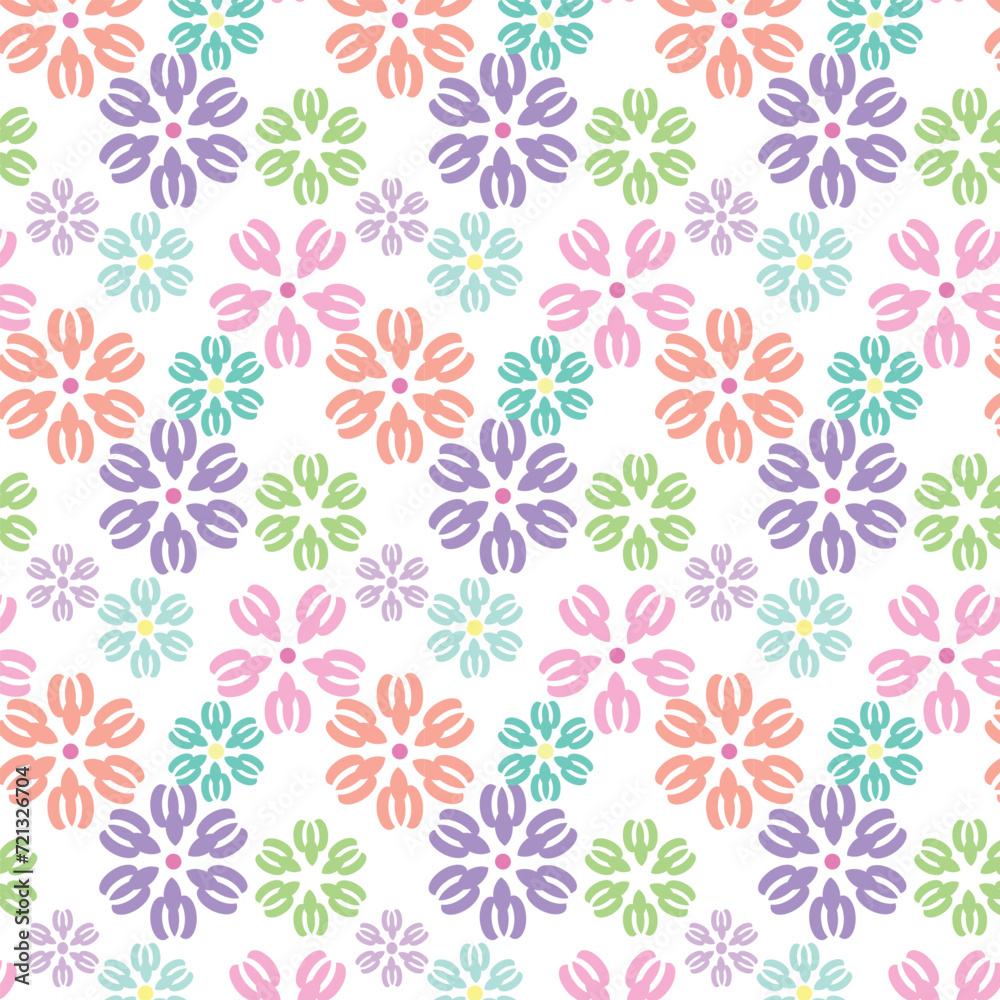 Vector floral pattern in gentle pastel colors on a white background. Multicolored decorative flowers for the design of children's textiles, wallpaper, wrapping paper.
