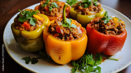 Stuffed bell peppers with ground turkey and rice