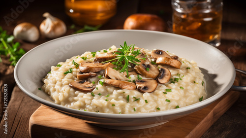 Bowl of creamy mushroom risotto