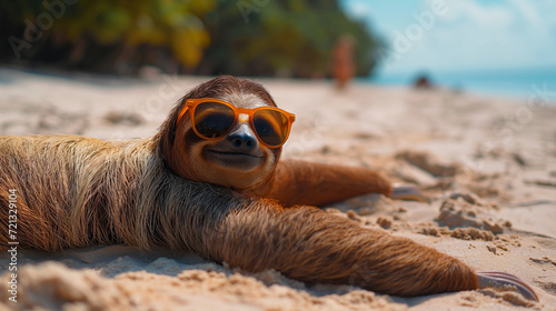  sloth in sunglasses going on vacation