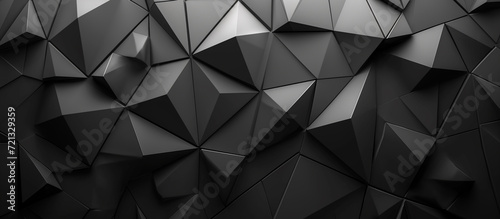 Abstract texture dark black gray background banner panorama long with 3d geometric triangular gradient shapes for website, business, print design template metallic metal paper pattern illustration