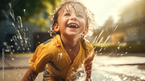 Childhood Delight: Capturing Innocence and Joy in Puddle Play © Graphics.Parasite