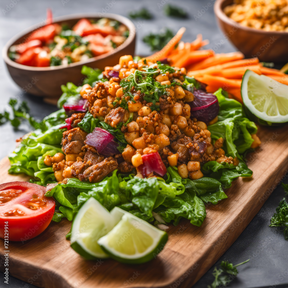 Healthy food composed of fruits and vegetables on a board Healthy food composed of fruits and vegetables on a board