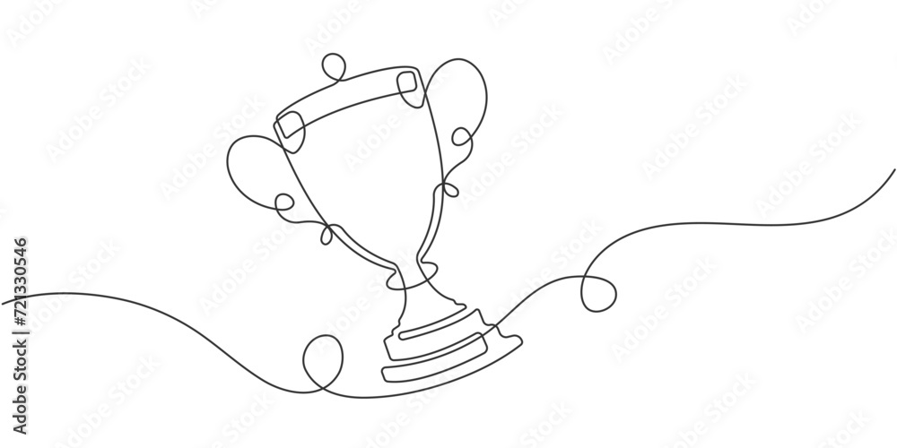 Champion Cup. Victory concept. Line drawing. Vector illustration .