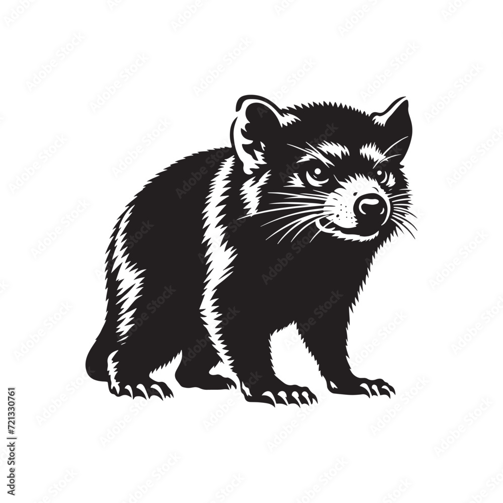 Mystical Shadows: Tasmanian Devil Silhouette Collection Embracing the Mystical Aura of the Tasmanian Wilderness - Tasmanian Devil Illustration - Tasmanian Devil Vector - Animal Silhouette Vector