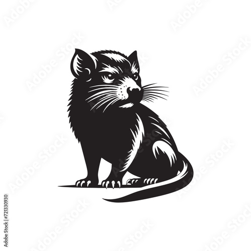 Fierce Outlines: Tasmanian Devil Silhouette Set Depicting the Intensity and Power of This Unique Marsupial - Tasmanian Devil Illustration - Tasmanian Devil Vector - Animal Silhouette Vector
