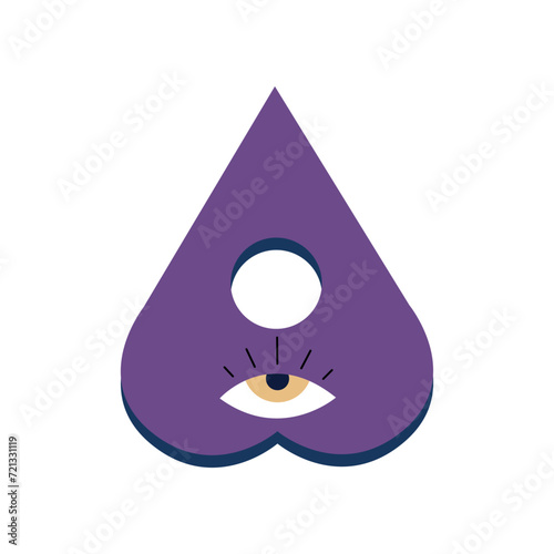 Planchette for spirit board. vector cartoon illustration.