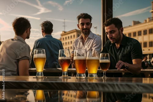 Serenità al Pub- Gli Amici Uomini Si Divertono tra Birre e Buona Compagnia photo