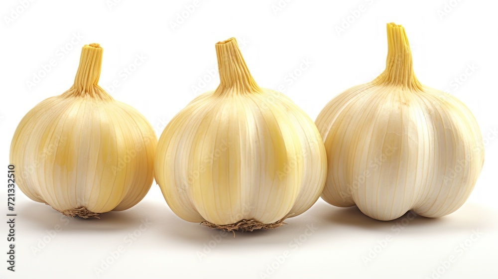 Obraz premium Garlic Bulbs on White Background copy spac UHD Wallpaer