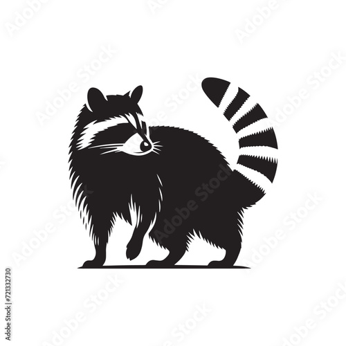 Charming Raccoon Cutouts: Delightful Silhouettes Embracing the Quirks of Nature - Raccoon Vector - Animal Silhouette Vector - Raccoon Illustration
