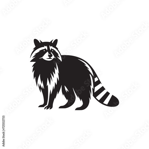 Intriguing Raccoon Outlines: Mesmerizing Silhouettes Conjuring the Spirit of the Forest - Animal Silhouette Vector - Raccoon Illustration - Raccoon Vector
