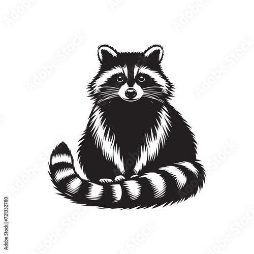 Graceful Raccoon Figures: Elegant Silhouettes Celebrating the Agile Beauty of Nature - Raccoon Vector - Raccoon Illustration - Animal Silhouette Vector
