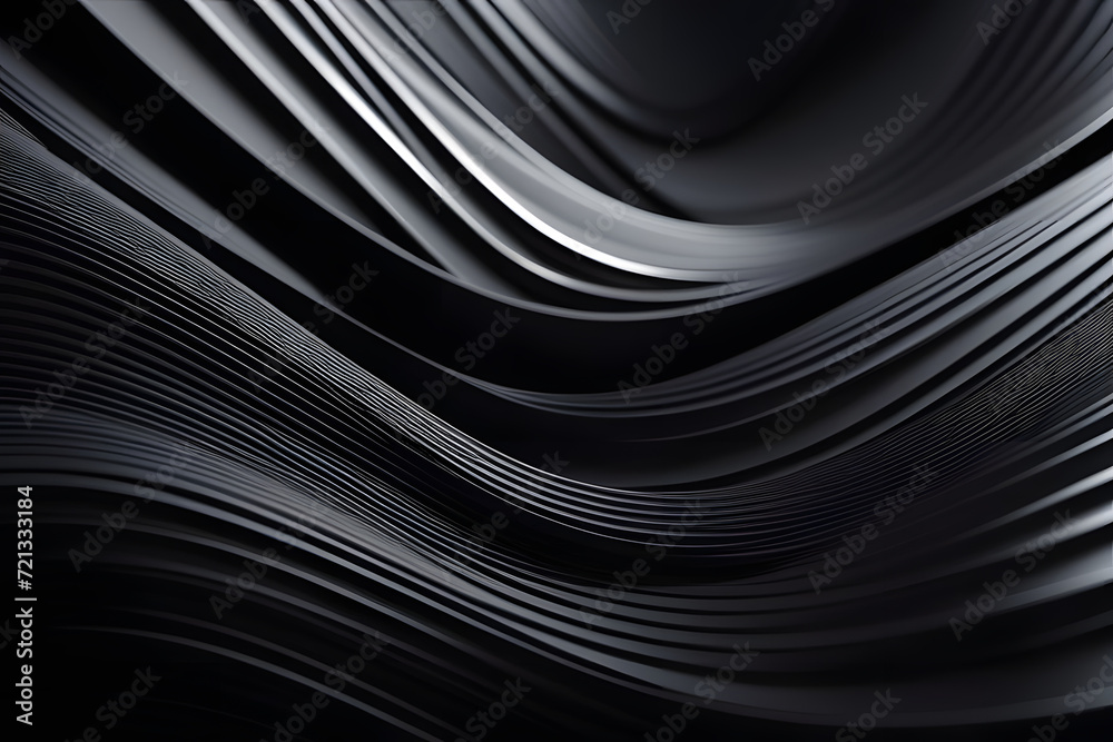 Abstract black background with waves. 