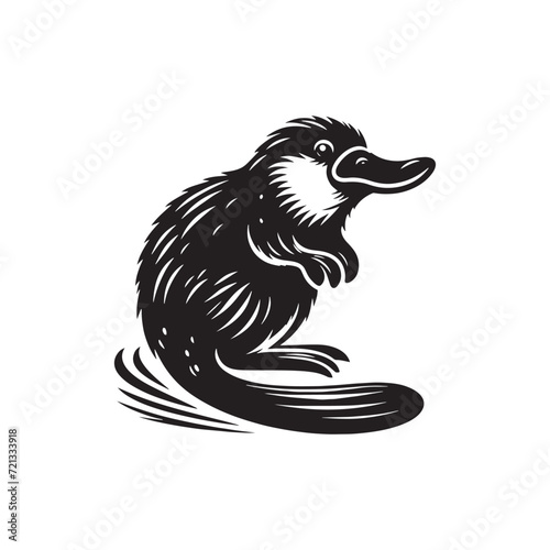 Platypus Harmony: A Symphony of Platypus Silhouettes Conveying a Harmonious Presence - Platypus Illustration - Platypus Vector
