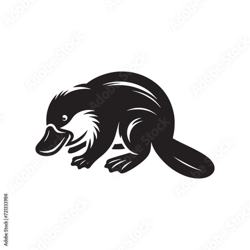 Dynamic Platypus Portraits: Silhouettes Capturing the Energetic and Dynamic Essence of Platypuses - Platypus Illustration - Platypus Vector
