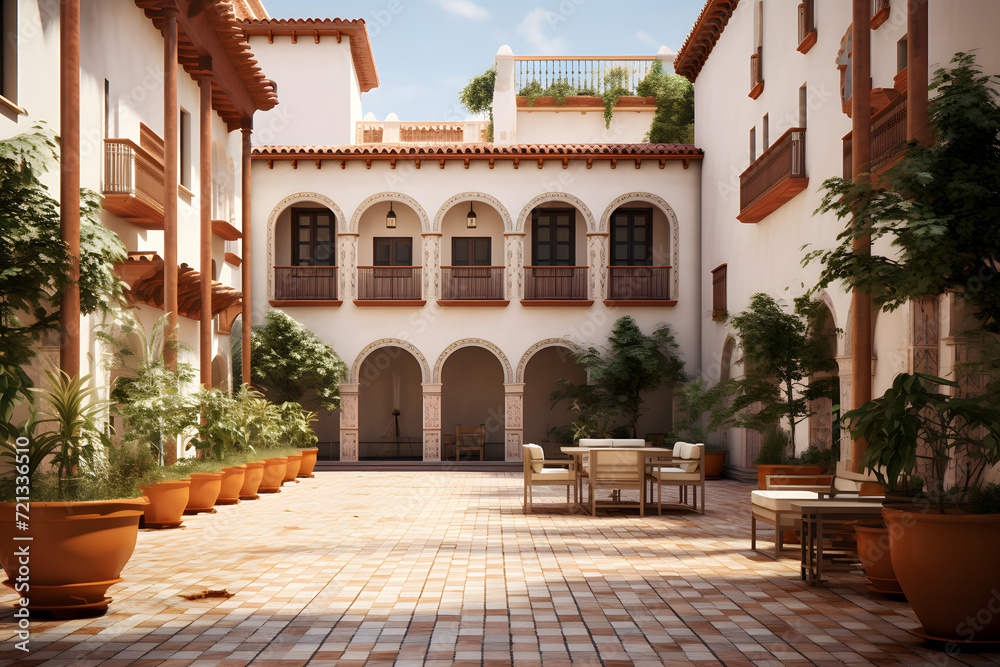 Fototapeta premium Mediterranean Villa Construction with Terra Cotta Roof 