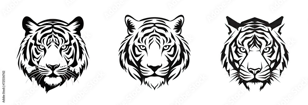 Tiger Icon, Tiger Head Isolated, Minimal Cat Head