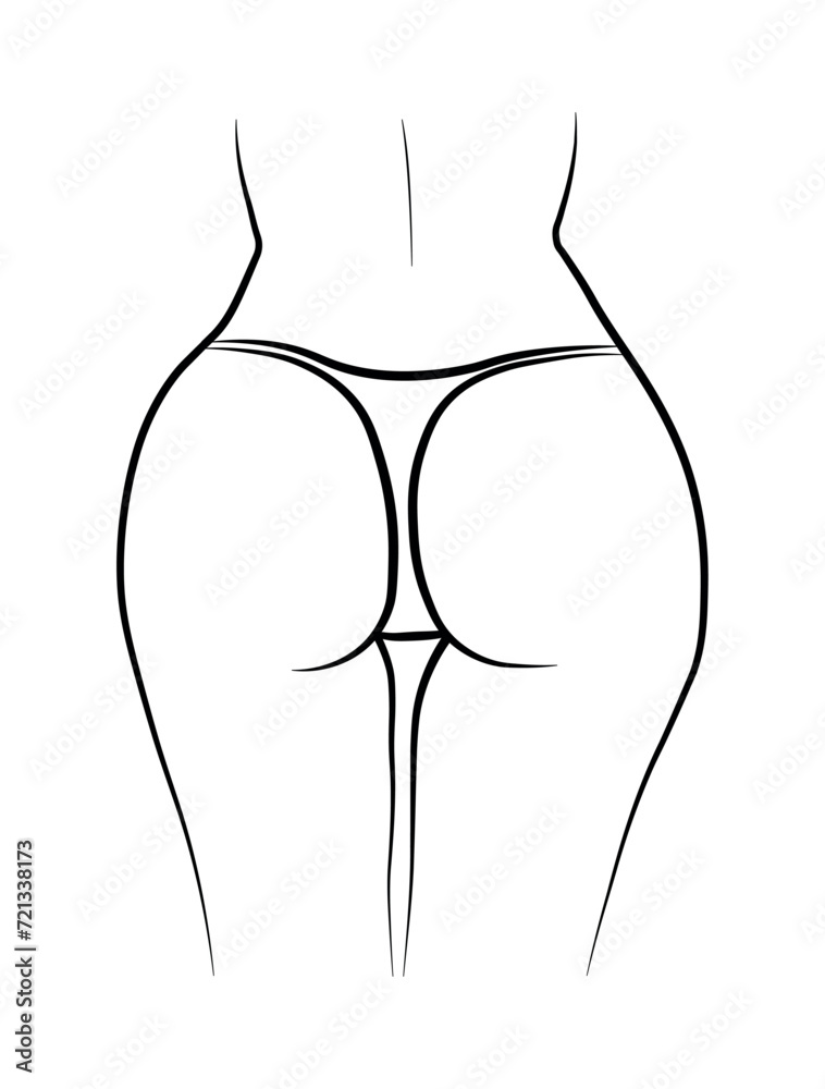 drawing black and white woman butt in bikini panties drawing black and white woman butt in bikini panties