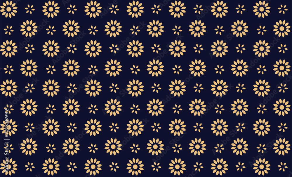 Golden vector geometric floral seamless pattern. Simple gold and dark ...